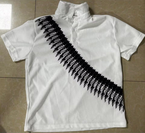 bullets  white graphic polo