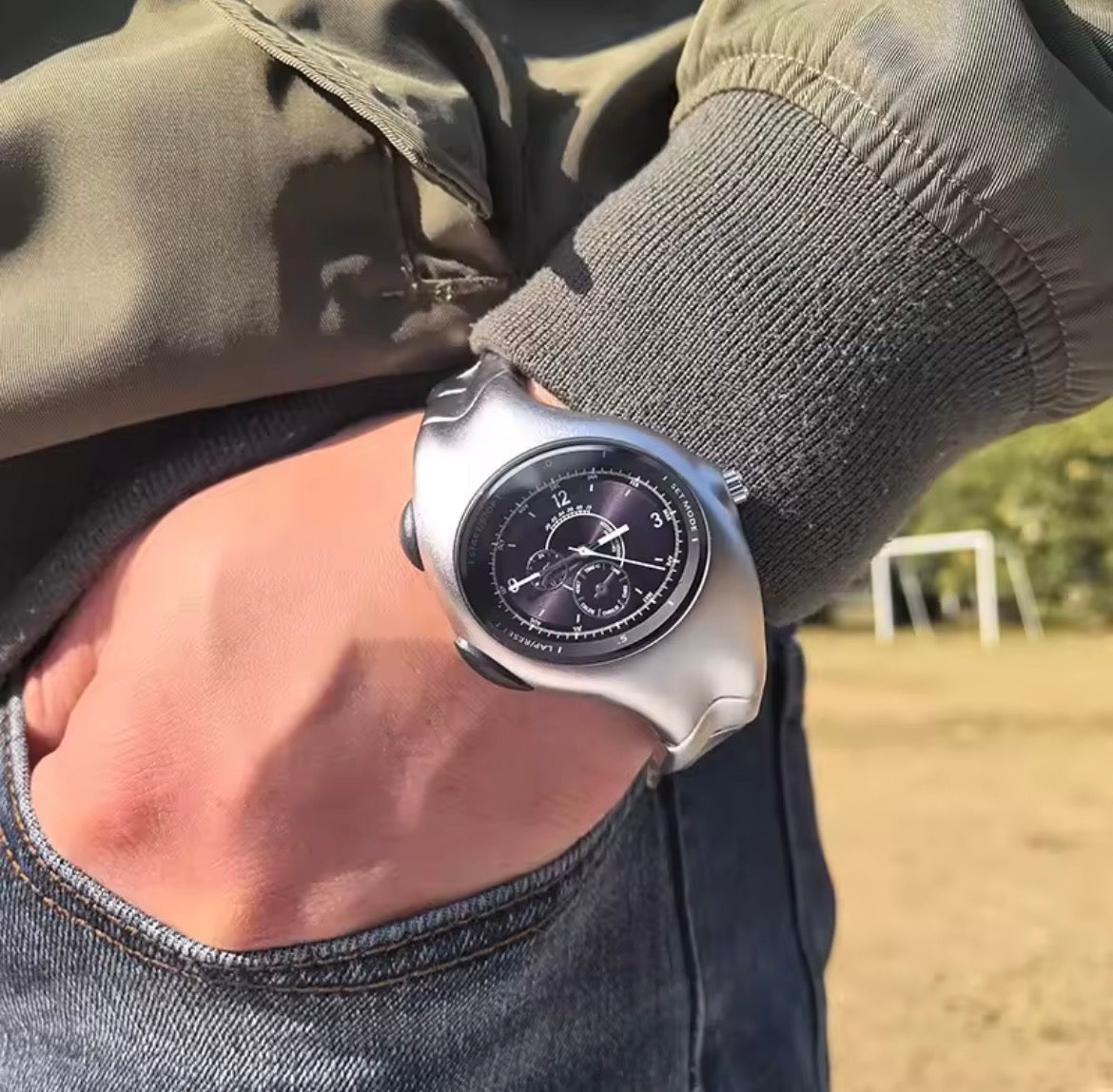 silver futuristic watches
