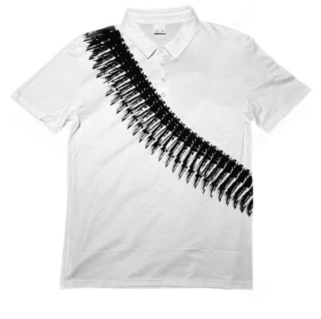 bullets  white graphic polo